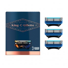 GILLETTE - GILLETTE KING shave & edging razor blades x 3 cartridges