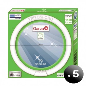 Pack de 5 unidades. Garza Lighting - Tubo Fluorescente Circular T9 Trifósforo, G10Q, 22 W, 1150 lúmenes, 65K