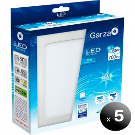Pack de 5 unidades. Garza Lighting, Empotrable Downlight LED Panel Blanco Rectangular 20x20 10W 700 lúmenes 40K