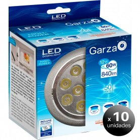 Pack de 10 unidades. Garza Lighting, DownLight LED Empotrable Alta Potencia 5w 60o 840 Lúmenes 27k Aluminio Luz Cálida