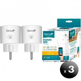 Pack de 3 unidades. Pack 2 Enchufes Garza wifi, inteligentes, programables, compatibles con Alexa y Google Home.
