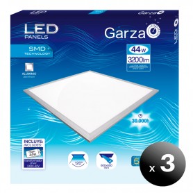 Pack de 3 unidades. Garza Lighting, Panel LED, 44W, 120º, Luz Fría, 60 x 60 cm