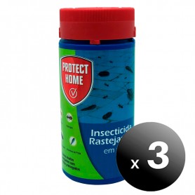 Pack de 3 unidades. Protect Home Insecticida en Polvo de Acción Inmediata contra Rastreros, 250 grs