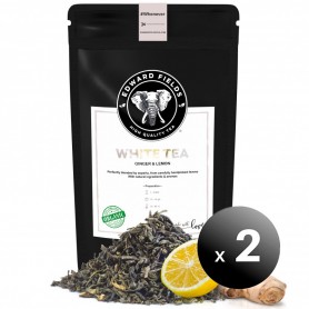 Pack de 2 unidades. Edward Fields Tea - Té Blanco Orgánico de alta calidad con Jengibre y Limón. Formato: Granel. Cantidad: 100g.