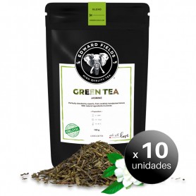Pack de 10 unidades. Edward Fields Tea - Té Verde Orgánico de alta calidad con Jazmín. Formato: Granel. Cantidad: 100g.
