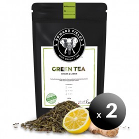 Pack de 2 unidades. Edward Fields Tea - Té Verde Orgánico de alta calidad con Jengibre y Limón. Formato: Granel. Cantidad: 100g.