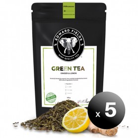 Pack de 5 unidades. Edward Fields Tea - Té Verde Orgánico de alta calidad con Jengibre y Limón. Formato: Granel. Cantidad: 100g.