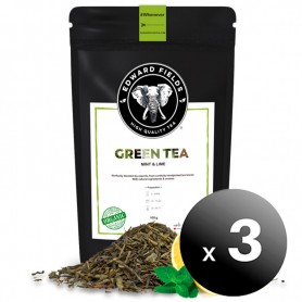 Pack de 3 unidades. Edward Fields Tea - Té Verde Orgánico de alta calidad con Menta y Limón. Formato: Granel. Cantidad: 100g.