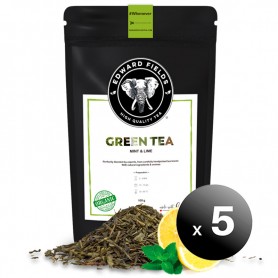 Pack de 5 unidades. Edward Fields Tea - Té Verde Orgánico de alta calidad con Menta y Limón. Formato: Granel. Cantidad: 100g.