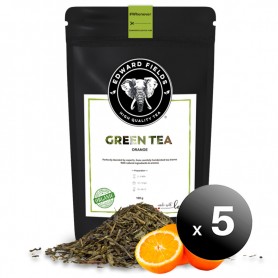 Pack de 5 unidades. Edward Fields Tea - Té Verde Orgánico de alta calidad con Naranja. Formato: Granel. Cantidad: 100g.