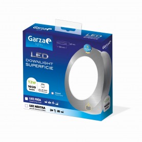 Garza Lighting, Downlight Superficie LED Circular Ø170 12W 1020 Lúmenes 40K Luz Neutra, Nickel