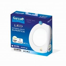 Garza Lighting, Downlight Superficie LED Circular Ø170 12W 1020 Lúmenes 40K Luz Neutra, Blanco