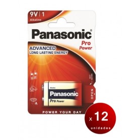 Panasonic, CAJA de 12 Blisters de 1 Pila Alcalina Panasonic Pro Power 9, 6LF22 V 1,5 V