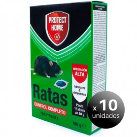 Pack de 10 unidades. Protect Home Ratas Pasta Frap, Raticida para Interiores y Despensas, 150 grs.