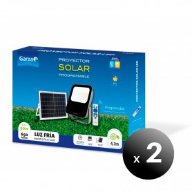 Pack de 2 unidades. Garza Lighting, Proyector Led Solar de 30W con Mando a Distancia, Programable y Regulable