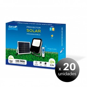 Pack de 20 unidades. Garza Lighting, Proyector Led Solar de 30W con Mando a Distancia, Programable y Regulable