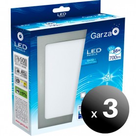 Pack de 3 unidades. Garza Lighting, Foco Downlight Panel LED, 10 W, 120º, 700 lúmenes, Aluminio