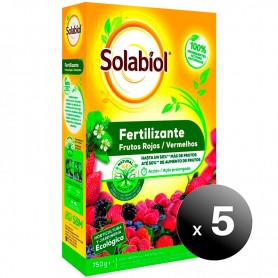 Pack de 5 unidades. SBM Solabiol, Fertilizante granulado para frutos rojos, 100% orgánico, Estimulador Natural, 750 gr