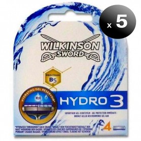 Pack de 5 unidades. Wilkinson Sword Hydro 3, Recambio de 4 Cuchillas de Afeitar de 3 Hojas