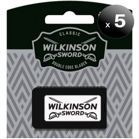 Pack de 5 unidades. Wilkinson Sword Classic PREMIUM - Recambio 5 Cuchillas Afeitado Clásico Masculino, Doble Filo