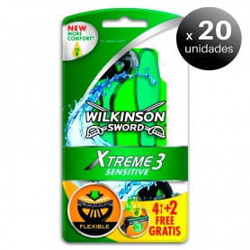 Pack de 20 unidades. Wilkinson Sword Xtreme 3, Maquinillas de Afeitar Desechables para Pieles Sensibles, 4 Unidades