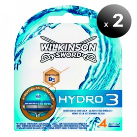 Pack de 2 unidades. Wilkinson Sword Hydro 3, Recambio de 4 Cuchillas de Afeitar de 3 Hojas para Hombres