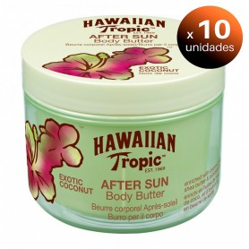 Pack de 10 unidades. Hawaiian Tropic After Sun, Body Butter, Crema Corporal Aroma Fresco de Coco, 200 ml