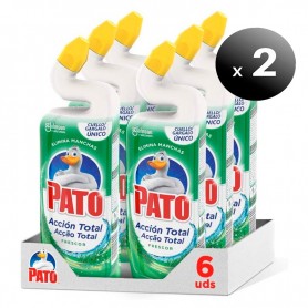 Pack de 2 unidades. 6 Unidades Pato® WC Acción Total de SC Johnson, Limpiador para inodoro Frescor Floral, 750 ml