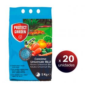 Protect Garden BLU, Pack de 20 Abono Universal Fertilizante Azul Granulado de Acción Rápida, Huerto, Jardín y Césped, 5 kgs