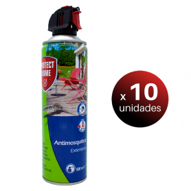  Protect Home Antimosquitos Exteriores, Insecticida Persistente, Ideal para Mosquitos Tigre y Moscas, 500 ml. Pack de 10 Unidade