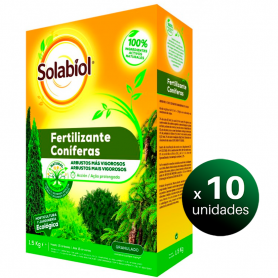 Pack de 10 Unidades. SBM Solabiol, Fertilizante granulado para coníferas, 1,5 Kg, 100% orgánico. .