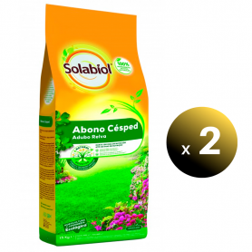 SBM Solabiol Abono orgánico, Fertilizante Natural Césped, saco 15 Kg. Pack 2 Sacos