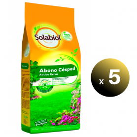 SBM Solabiol Abono orgánico, Fertilizante Natural Césped, saco 15 Kg. Pack de 5 Sacos