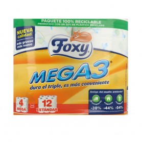 FOXY - MEGA3 papel higiénico triple duración 4 rollos