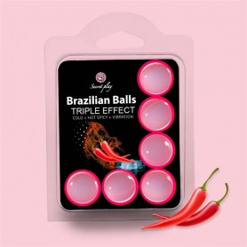 SECRET PLAY - Set 6 Brazilian Balls Triple Efecto (Calor, Frio y Vibración)