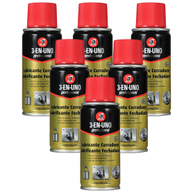 Pack de 6 Unidades.3 EN UNO Profesional, Lubricante Limpieza y Mantenimiento de Cerraduras en Spray, 100 ml. 