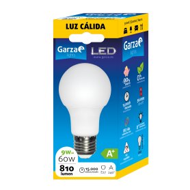 Garza Lighting, Bombilla LED Standard 9W, E27, 240º, 810 lúmenes, 3000 K, Luz Cálida