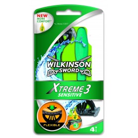 Wilkinson Sword Xtreme3 - Maquinillas de Afeitar Desechables para Pieles Sensibles, 4 unidades