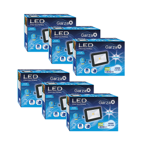 Pack de 6 Unidades. Garza Lighting, Foco Proyector LED Exterior IP65 COB, 20W, 120º, 1800 Lúmenes, 6500 K, Luz Fría, Color Negro