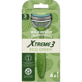 Wilkinson Sword Xtreme 3 Eco Green X 4, Maquinilla de Afeitar ECOLÓGICA y Reciclable para Hombre