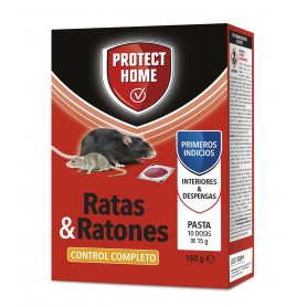 PROTECT HOME - Raticida en pasta de alta eficacia y potente atracción, indicado para interior y despensa. Veneno para ratas y ratones.