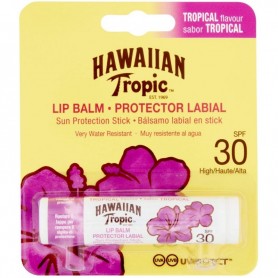 Hawaiian Tropic, Lip Balm - Bálsamo Protector Solar de Labios SPF 30 , Sabor Tropical Hawaiian Tropic