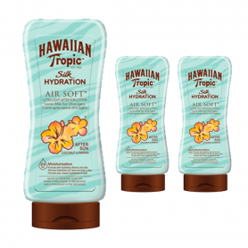 Pack de 3 Unidades.Hawaiian Tropic After Sun Air Soft, Loción Hidratante Ultra Ligera, Fragancia Coco y Papaya, 180 ml. 