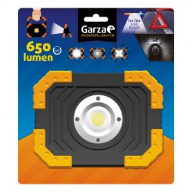 Garza - GARZA - Linterna proyector LED de Nylon 6500k y 650lm, 3 Modos de luz y asa imantada IP44 A+, Negro/Naranja, M