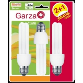 Garza Lighting, Blister de Bombillas Stick Luz Cálida T3 3U 15W E14 800 Lúmenes 27K