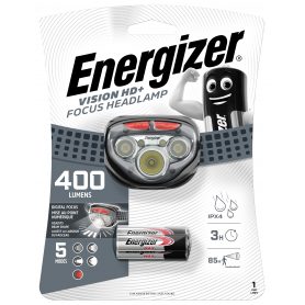 ENERGIZER - ENERGIZER - Frontal deportivo de 400 lúmenes funciona con 3 pilas AAA, cinta elástica ajustable para la cabeza, m4 modos de iluminación, tecnología de botón de apagado cercano