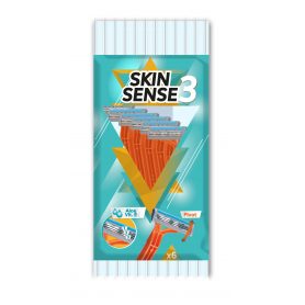 WILKINSON - WILKINSON - Skin Sense 3 Bolsa de 6 Maquinillas de Afeitar Desechables de 3 Hojas con Cabezal Basculante y Banda Lubricante con Aceites Esenciales, Verde