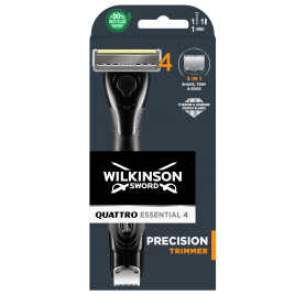 WILKINSON - WILKINSON - Quattro Titanium Precision Maquinilla de afeitar masculina de cuatro hojas Quattro Titanium Precision con recortador electrico y banda lubricante